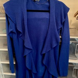 royal blue karen scott sweater with ruffles